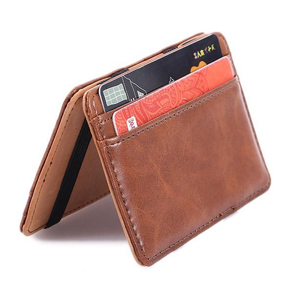 Herren Pu Money Card Clip Magic Wallet Lässige Kupplung Bus Card Bag