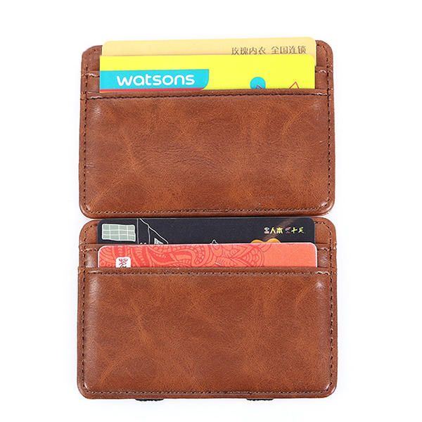 Herren Pu Money Card Clip Magic Wallet Lässige Kupplung Bus Card Bag