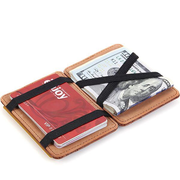 Herren Pu Money Card Clip Magic Wallet Lässige Kupplung Bus Card Bag