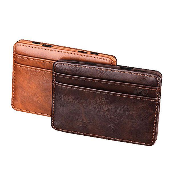 Herren Pu Money Card Clip Magic Wallet Lässige Kupplung Bus Card Bag