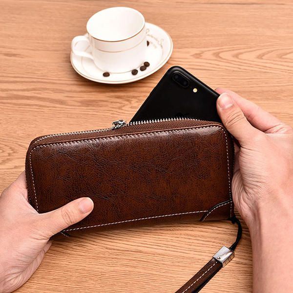 Herren Retro Pu Long Wallet Kartenhalter 5.5 Zoll Handytasche