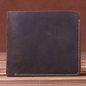 Herren Retro Short Bifold Geldbörse Aus Echtem Leder Geldscheinklammer