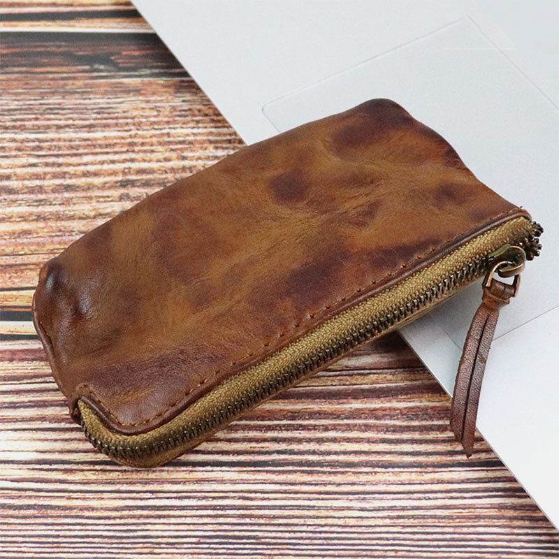 Herren Unisex Aus Altem Gewaschenem Echtem Leder Persönlichkeit Casual Multi Slot Clutch Geldbörse Kartenhalter Geldbörse