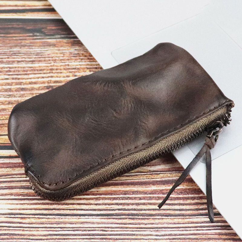 Herren Unisex Aus Altem Gewaschenem Echtem Leder Persönlichkeit Casual Multi Slot Clutch Geldbörse Kartenhalter Geldbörse