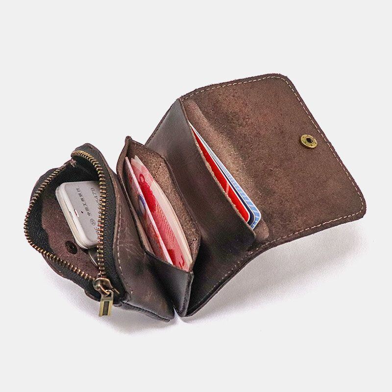 Herren Unisex Echtleder Kartenhalter Mit Mehreren Kartenfächern Multifunktions Geldbörse Rindsleder Kleine Brieftasche