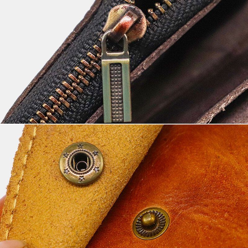 Herren Unisex Echtleder Kartenhalter Mit Mehreren Kartenfächern Multifunktions Geldbörse Rindsleder Kleine Brieftasche