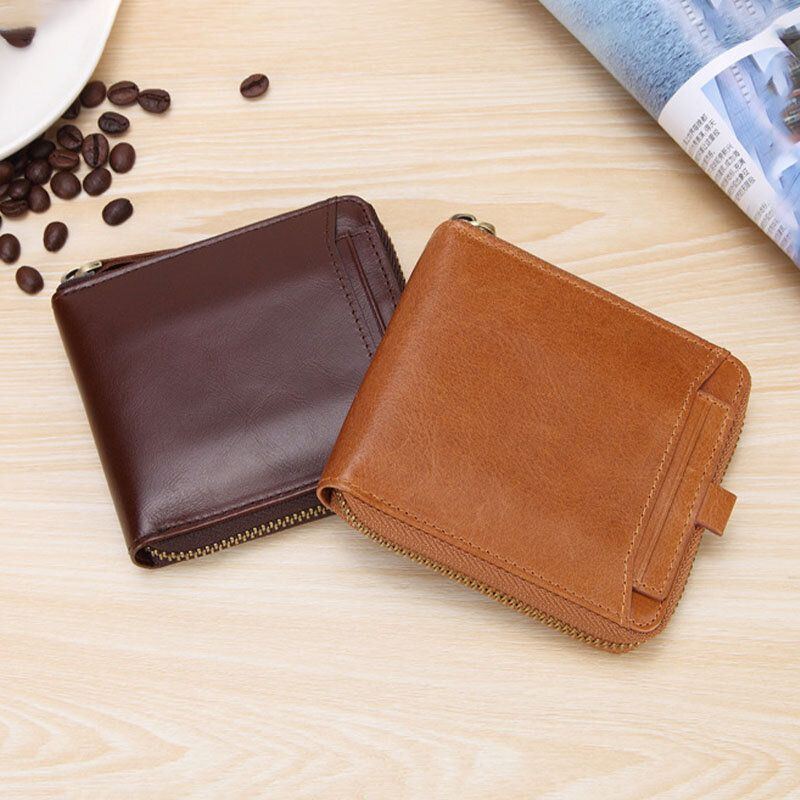 Herren Echtes Leder Anti Diebstahl Sim Karten Slot Multi Card Slots Wallet