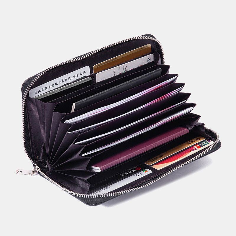 Herren & Damen Echtes Leder Große Kapazität Anti Diebstahl Kartenhalter Business Clutch Bag Lange Geldbörse