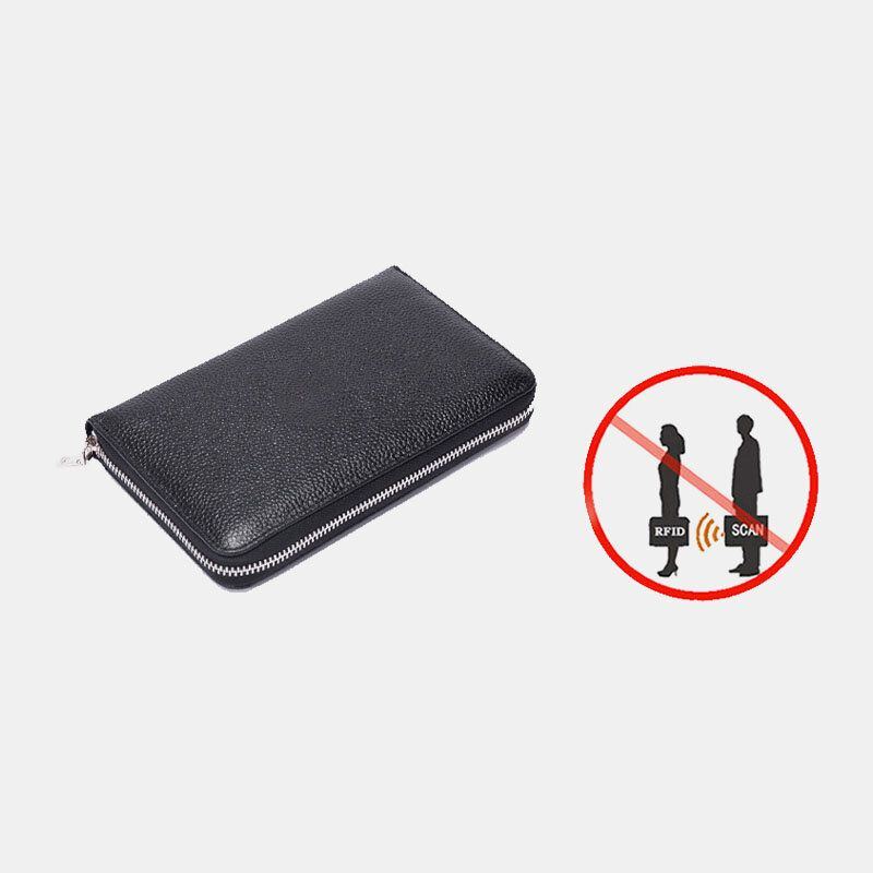 Herren & Damen Echtes Leder Große Kapazität Anti Diebstahl Kartenhalter Business Clutch Bag Lange Geldbörse