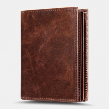 Herren Oil Wax Leather Short Bifold Anti Magnetische Geldbörsen 16 Kartenfächer Verdicken Führerschein Kartenhalter Geldbörse