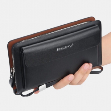 Herren Pu Leder Große Kapazität Multi Kartensteckplatz Lässiger Tragegriff Clutch Bag Kartenhalter Geldbörse