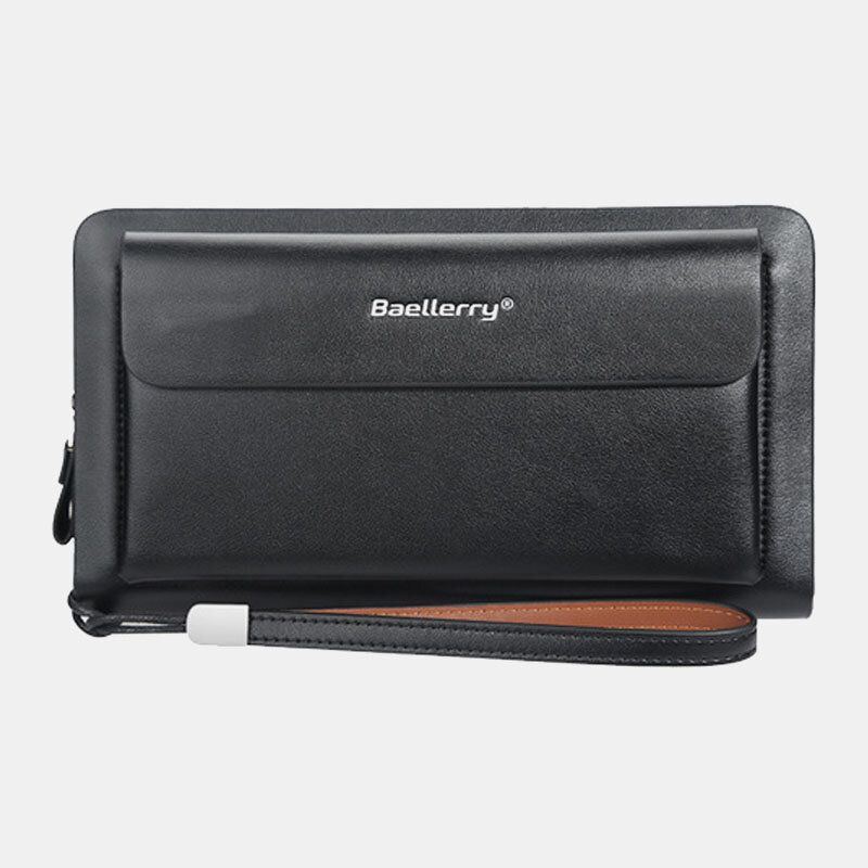 Herren Pu Leder Große Kapazität Multi Kartensteckplatz Lässiger Tragegriff Clutch Bag Kartenhalter Geldbörse