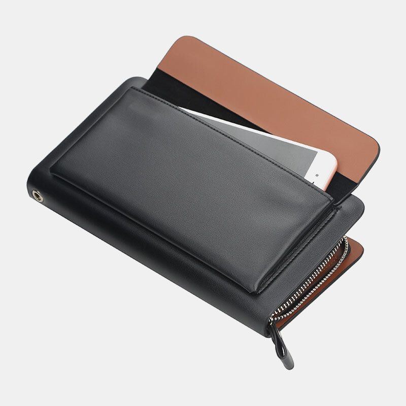 Herren Pu Leder Große Kapazität Multi Kartensteckplatz Lässiger Tragegriff Clutch Bag Kartenhalter Geldbörse