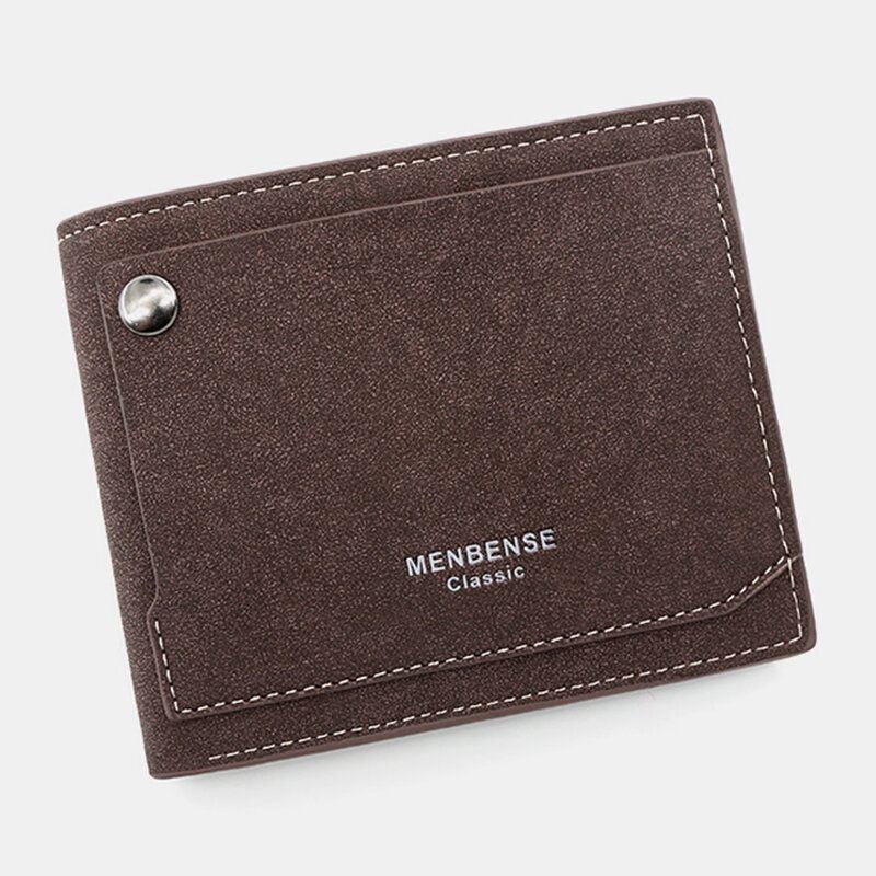 Herren Pu Mattes Leder 9 Kartenfächer Kartenhalter Fashion Short Bifold Outer Button Coin Purse Money Clip Wallet