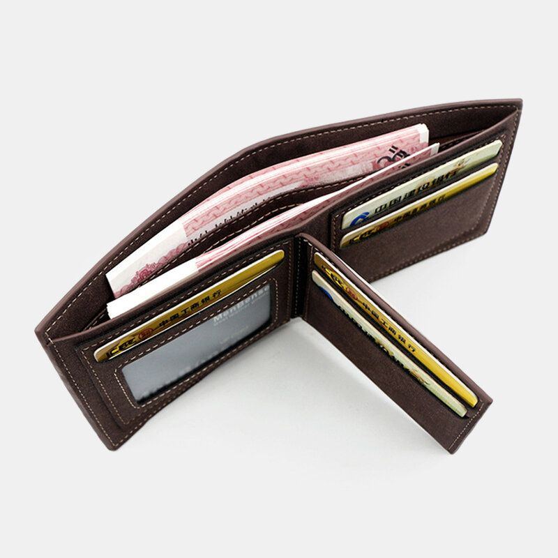 Herren Pu Mattes Leder 9 Kartenfächer Kartenhalter Fashion Short Bifold Outer Button Coin Purse Money Clip Wallet