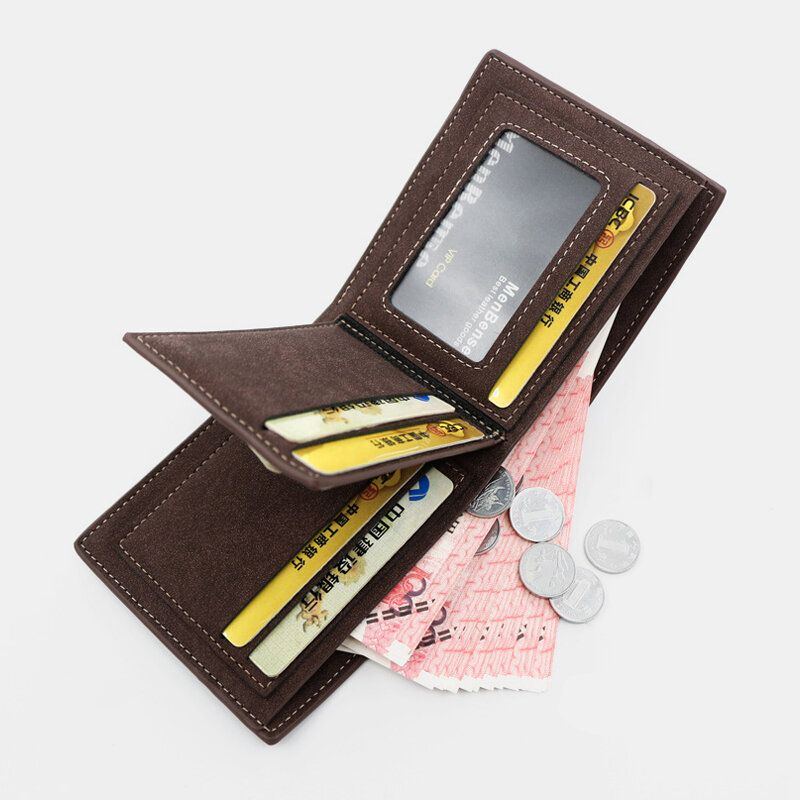 Herren Pu Mattes Leder 9 Kartenfächer Kartenhalter Fashion Short Bifold Outer Button Coin Purse Money Clip Wallet