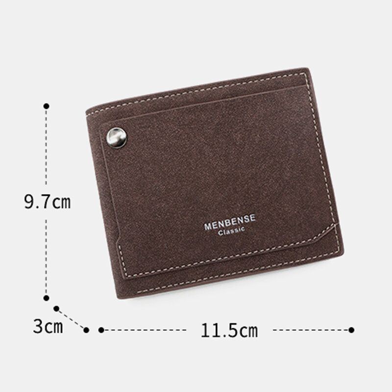 Herren Pu Mattes Leder 9 Kartenfächer Kartenhalter Fashion Short Bifold Outer Button Coin Purse Money Clip Wallet