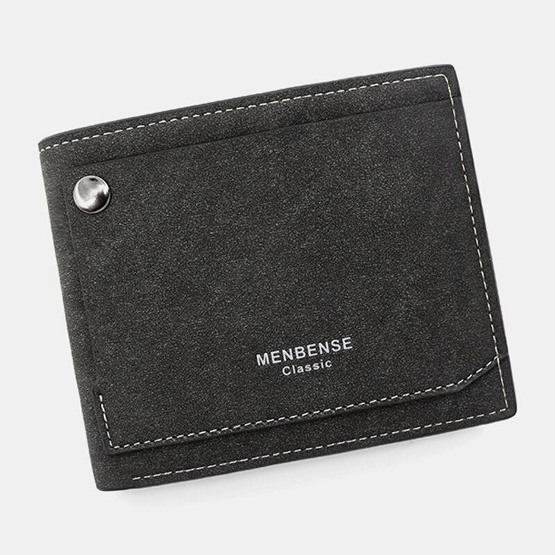 Herren Pu Mattes Leder 9 Kartenfächer Kartenhalter Fashion Short Bifold Outer Button Coin Purse Money Clip Wallet