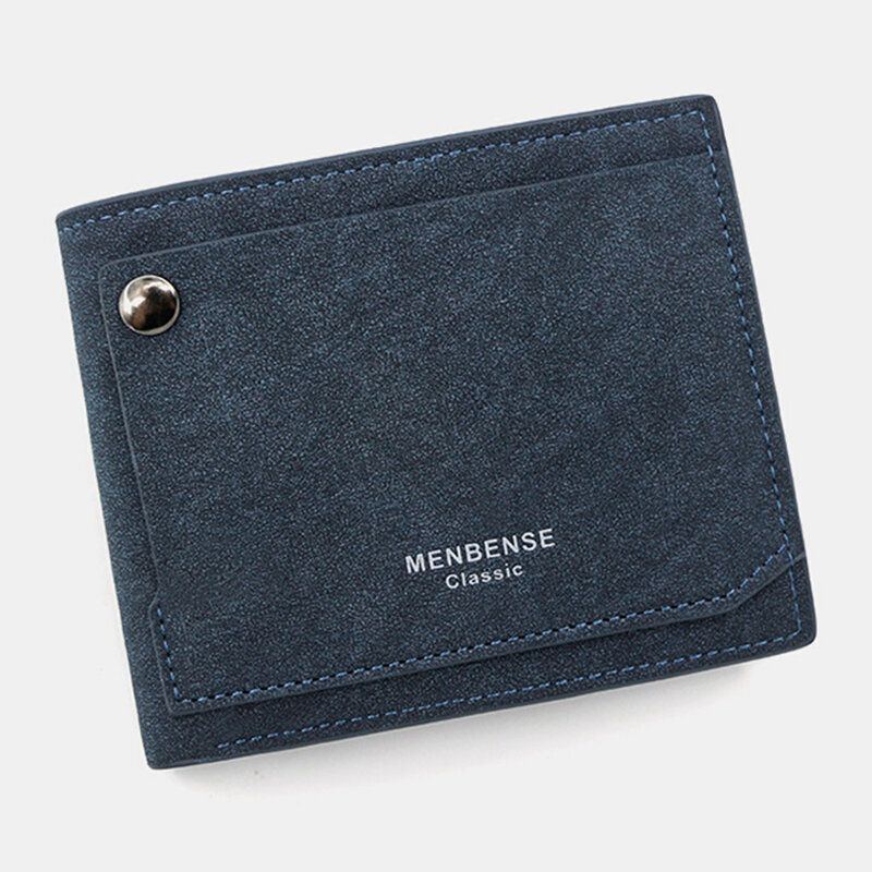 Herren Pu Mattes Leder 9 Kartenfächer Kartenhalter Fashion Short Bifold Outer Button Coin Purse Money Clip Wallet