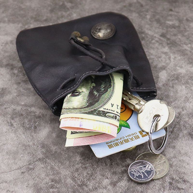 Herren Reiben Farbe Echtes Leder Multifunktions Clutch Wallets Mini Money Clip Coin Purse Keychain Wallet