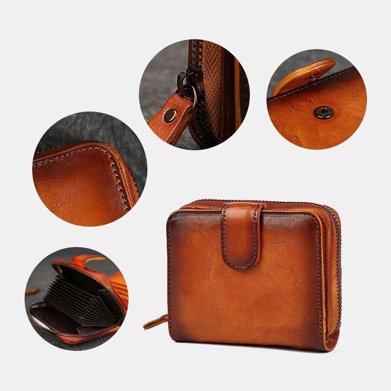 Herren Retro Weiches Leder Kurz Multifunktion Multi Kartensteckplatz Kartenetui Geldscheinklammer Geldbörse Brieftaschen