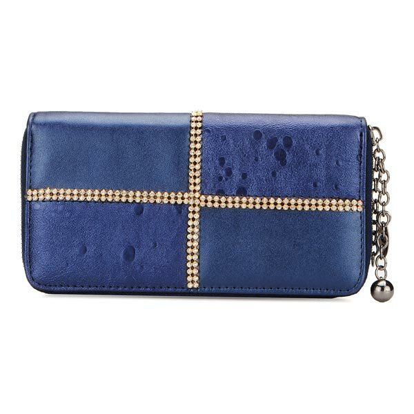 Mode Strass Damen Retro Lange Reißverschluss Geldbörse Clutch Wallet