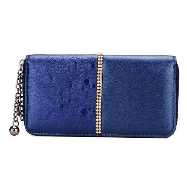 Mode Strass Damen Retro Lange Reißverschluss Geldbörse Clutch Wallet