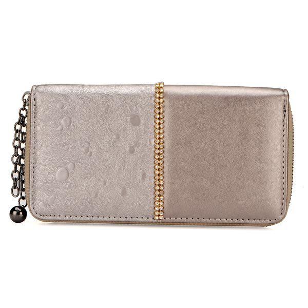 Mode Strass Damen Retro Lange Reißverschluss Geldbörse Clutch Wallet