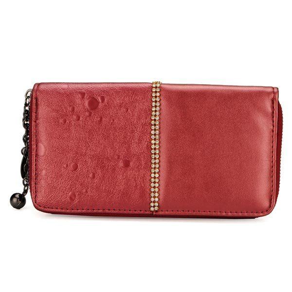 Mode Strass Damen Retro Lange Reißverschluss Geldbörse Clutch Wallet