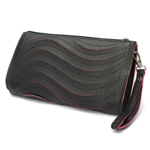 Pu Handtasche Für Damen Welle Einzelne Schulter Umhängetasche Handgelenk Clutch Geldbörse