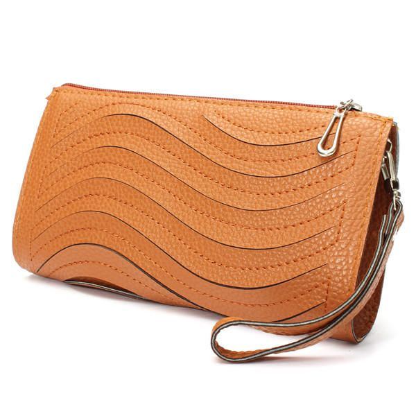 Pu Handtasche Für Damen Welle Einzelne Schulter Umhängetasche Handgelenk Clutch Geldbörse