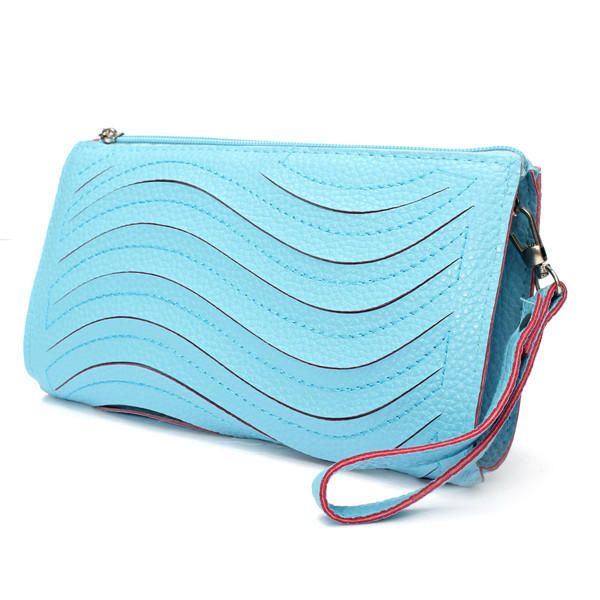 Pu Handtasche Für Damen Welle Einzelne Schulter Umhängetasche Handgelenk Clutch Geldbörse