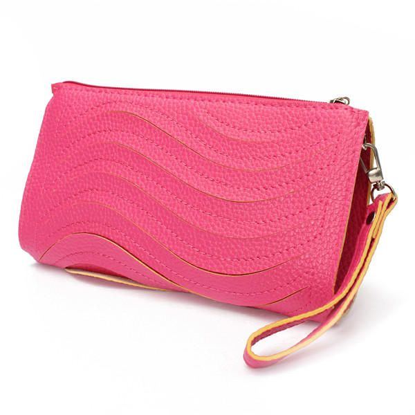 Pu Handtasche Für Damen Welle Einzelne Schulter Umhängetasche Handgelenk Clutch Geldbörse