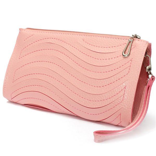 Pu Handtasche Für Damen Welle Einzelne Schulter Umhängetasche Handgelenk Clutch Geldbörse