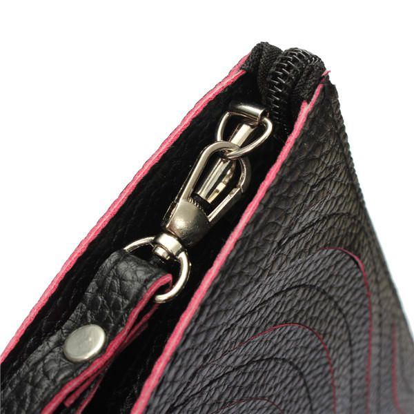 Pu Handtasche Für Damen Welle Einzelne Schulter Umhängetasche Handgelenk Clutch Geldbörse