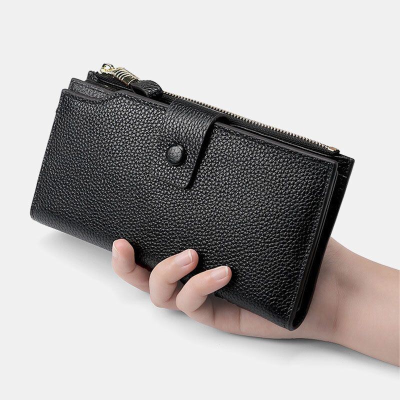 Unisex Echtleder Anti Diebstahl Lychee Muster Für Herren 5.8 Zoll Handytasche Kupplungs Geldbörse Multi Slot Kartenhalter Brieftasche